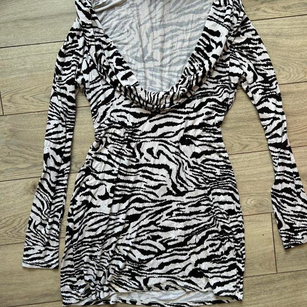 Zebra print long sleeve mini dress